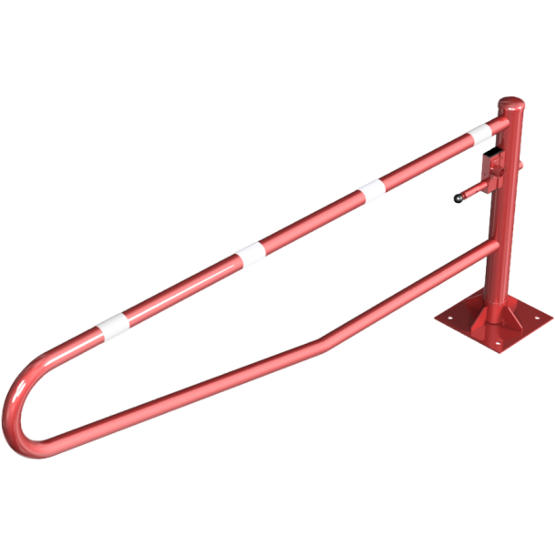 Swiveling gates | to be fixed by plugs, hot-dip galvanized and red coated with white reflecting rings | total width: 2500 mm | with triangular lock